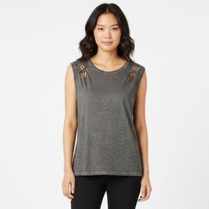 NWT Gray Burnout Distressed Muscle Tank Sz S